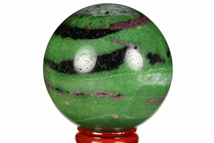 Polished Ruby Zoisite Sphere - Tanzania #146023